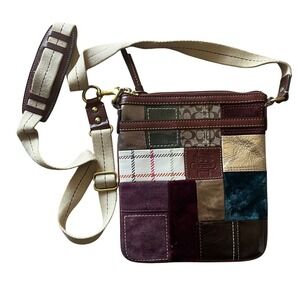 Coach Patchwork Crossbody Bag Multi-Texture Leather Suede Canvas C0773-40929